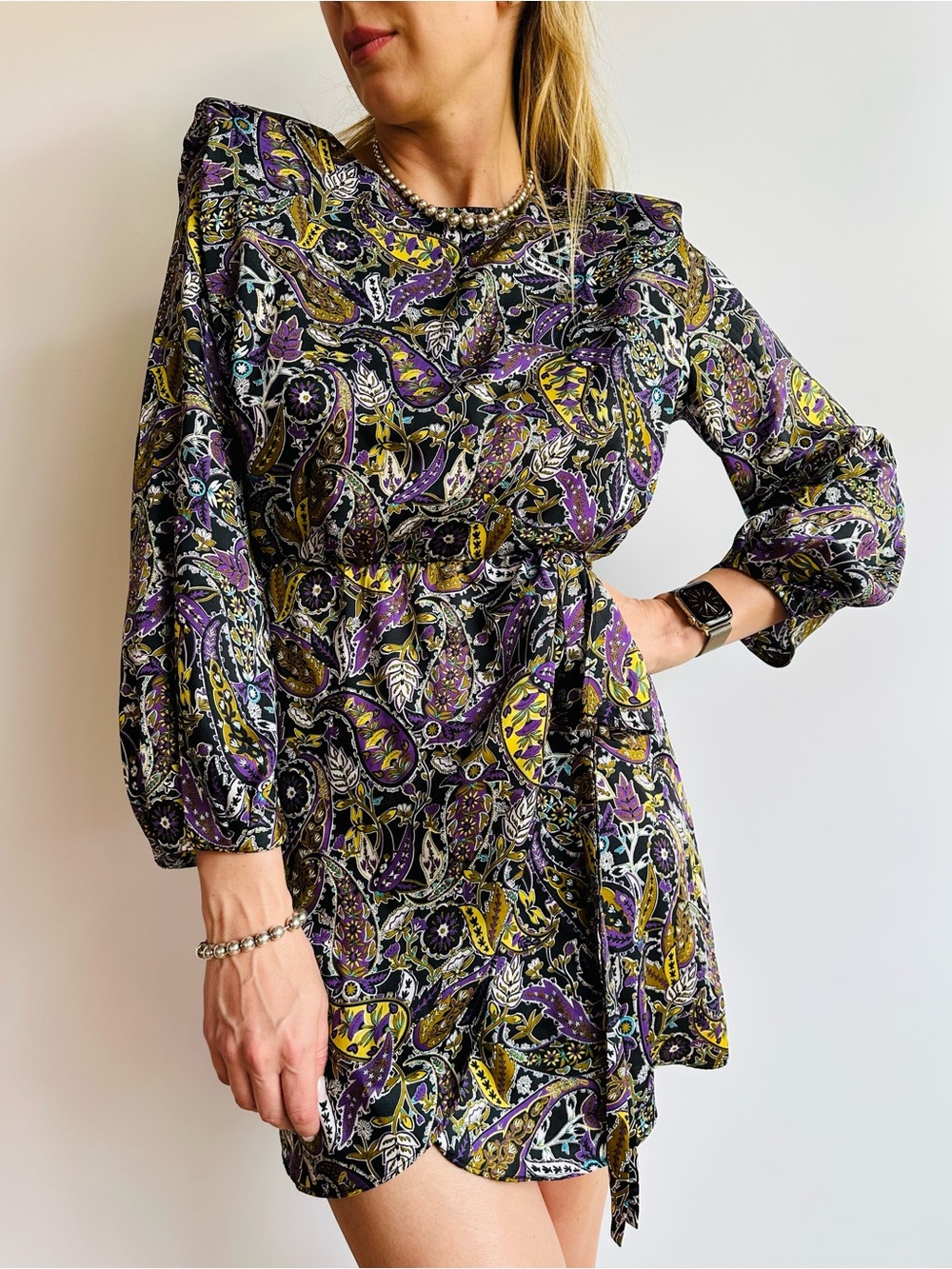 Zara Paisley Print Long Sleeve Belted Romper Playsuit Boho Festival Chic S